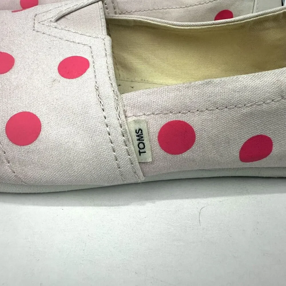 Toms Flats Womens 8.5 Pink & White Polka Dot Classic Alpargata Espadrille Casual